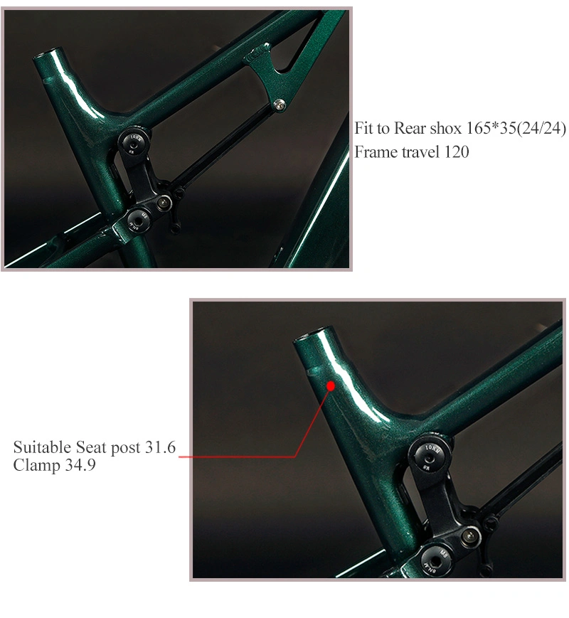 Aluminum Alloy 120mm Travel Full Suspension Mountain Bike Electric Bicycle Frame 29er